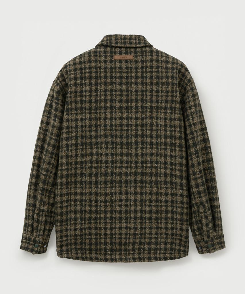 Satur Check Fleece Shirt Jacket Khaki