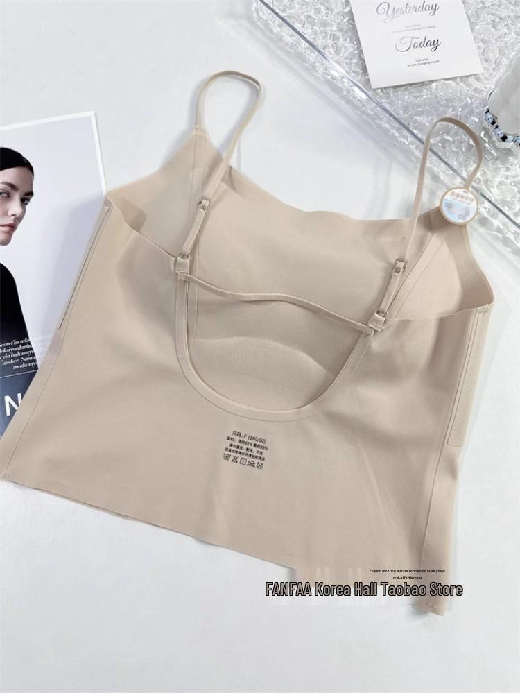 Women's Ice Silk Seamless Camisole Bra with Chest Pad and Back Support