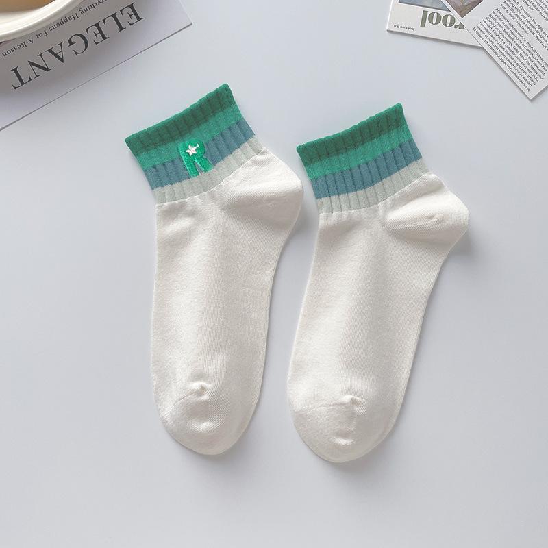 

Женские летние тонкие носки-лодочки из гребенного хлопка, впитывающие пот и дезодорирующие, с вышивкой в виде смайлика, бесшовные носки 1 pair