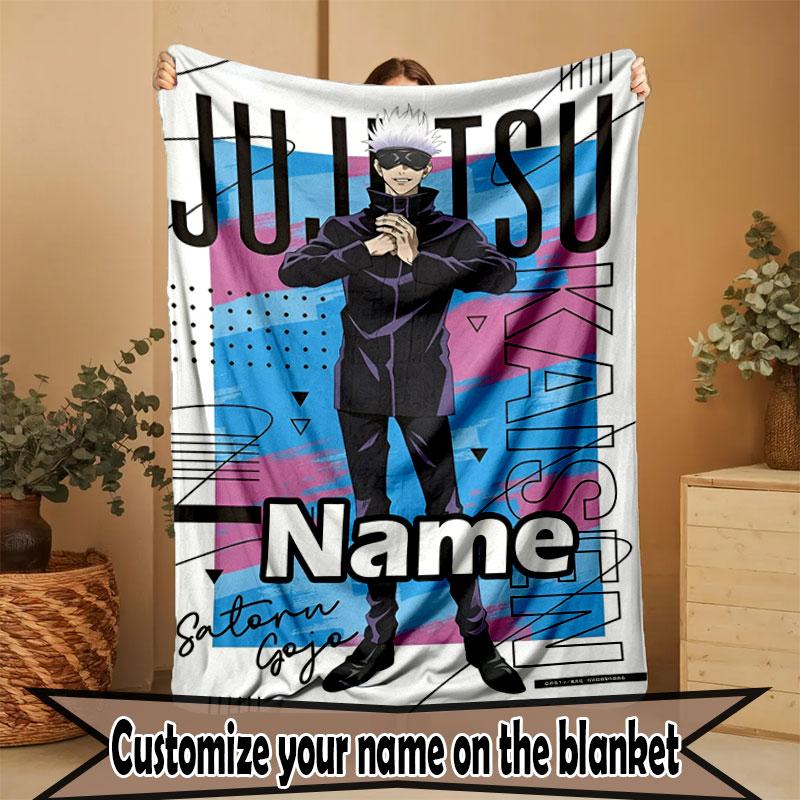 Couverture Imprimée Personnalisée au Nom Jujutsu Kaisen, Décoration Intérieure, Chambre à Coucher, Canapé, Camping, Canapé, Cadeaux pour Anniversaire Noël