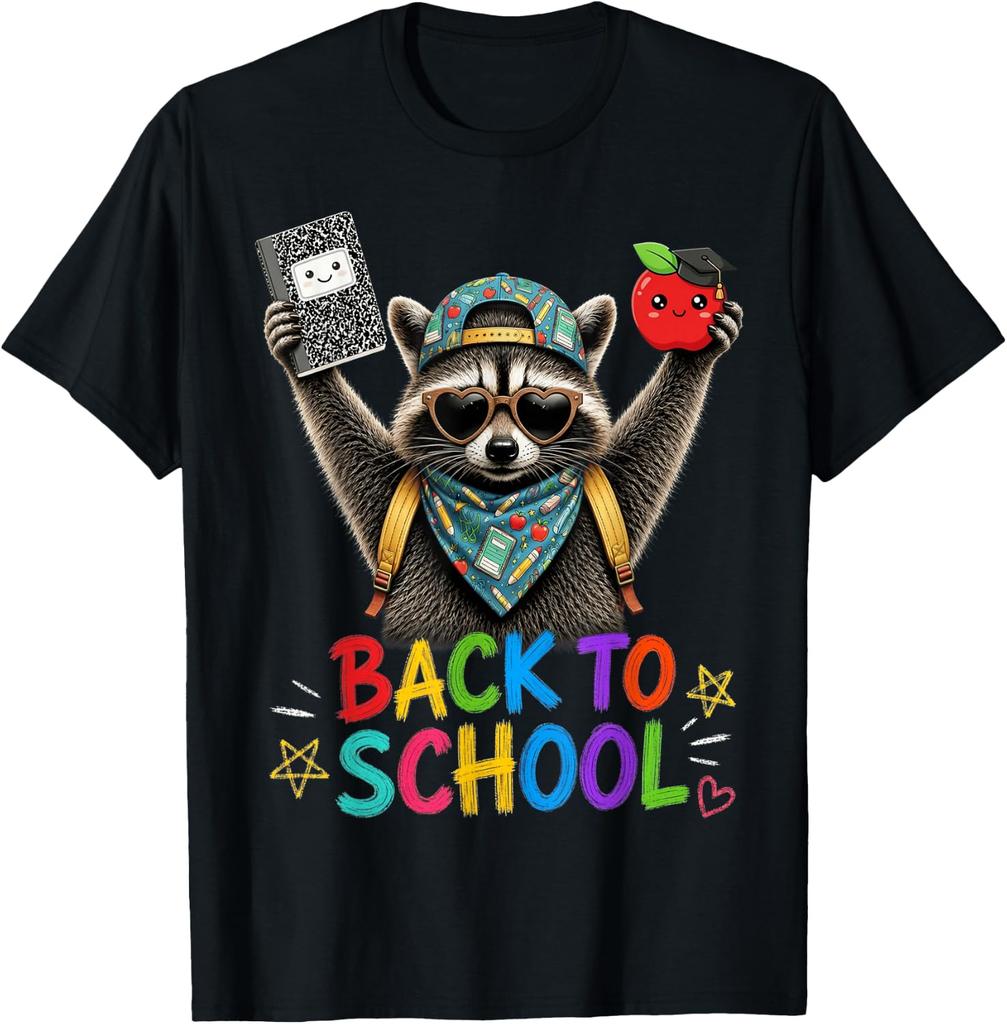Back to School Raccoon Funny First Day of School Design unisex T-Shirt
