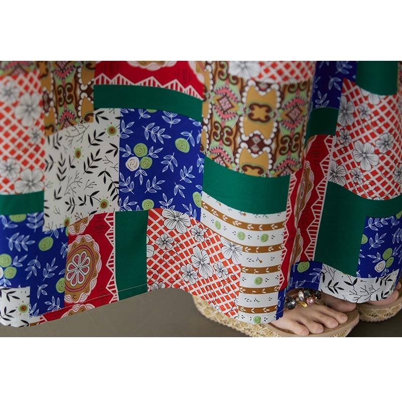 DIMANAF Plus Size 2025 Women Summer Short Sleeve Dress Basic Casual Loose Vintage Printing Long Dress New