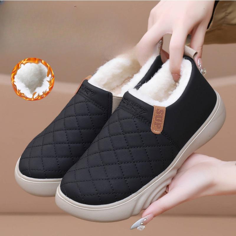 New Waterproof and Warm Loafers, Fleece Thickened Cotton Shoes, Thick-soled One-step Lazy Shoes
