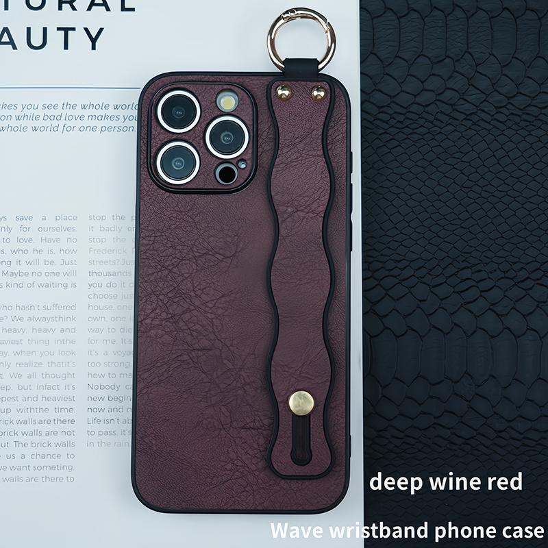 

Креативный мягкий кожаный браслет из ТПУ, противоскользящий держатель, чехол для телефона для iPhone 15 Pro Max 11 12 13 14 Pro Max, ударопрочная задняя крышка for iphone11(6.1 ) красный