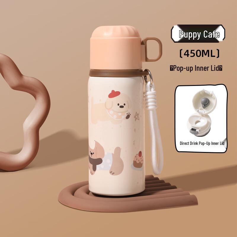 Shangqi Portable Cartoon Insulated Straw Water Bottle
