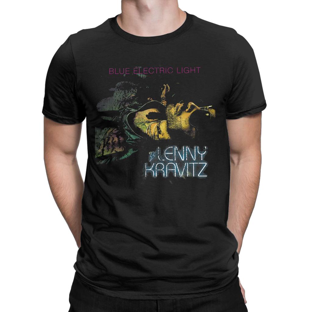 Lenny Kravitz Blue Electric Light T-Shirt Men Rock Singer Novelty Cotton Tees Round Neck Short Sleeve T Shirt Gift Merchandise