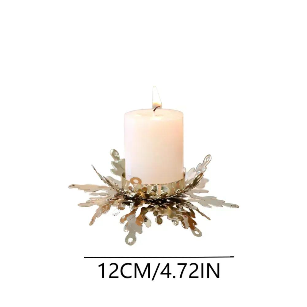 Holiday Tabletop Iron Candle Holder with Snowflake Design Providing Stable Support for Candles up to 2cm Diameter