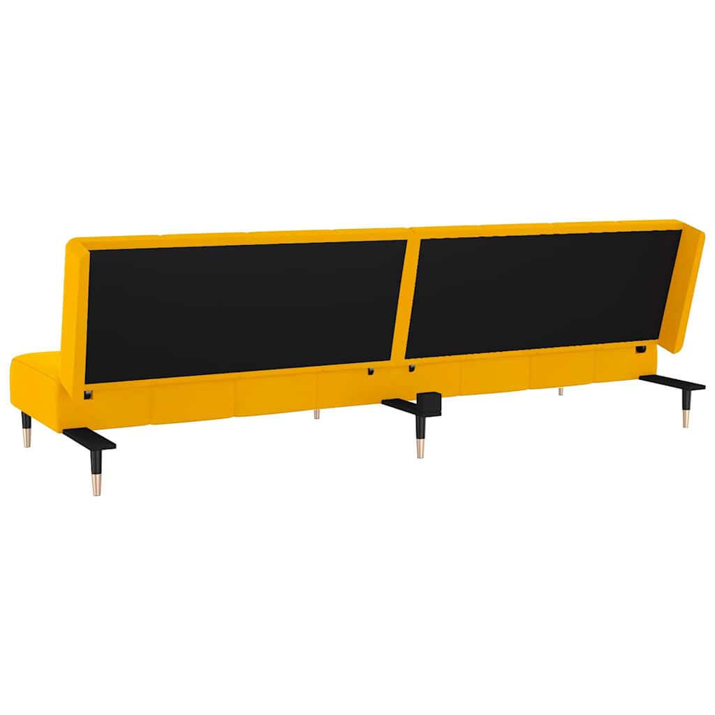2 Seater Yellow Velvet Sofa Bed
