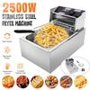 2500W 110V Single Cylinder Smokeless Chicken Dough French Fries Machine Stainless Steel Commercial Electric Deep Fryer Stove
