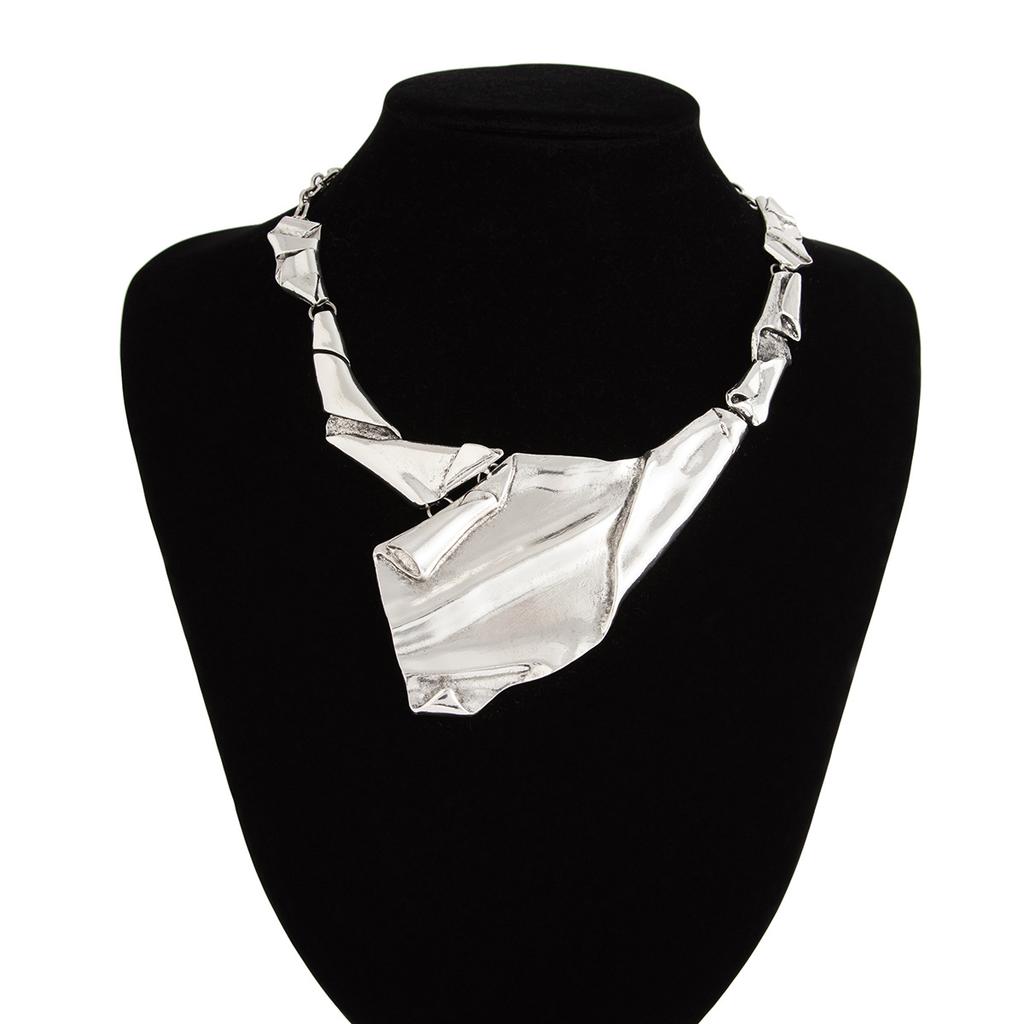 Personalised Irregular Geometric Necklace Set Exaggerated Feeling Pleated Alloy Necklace