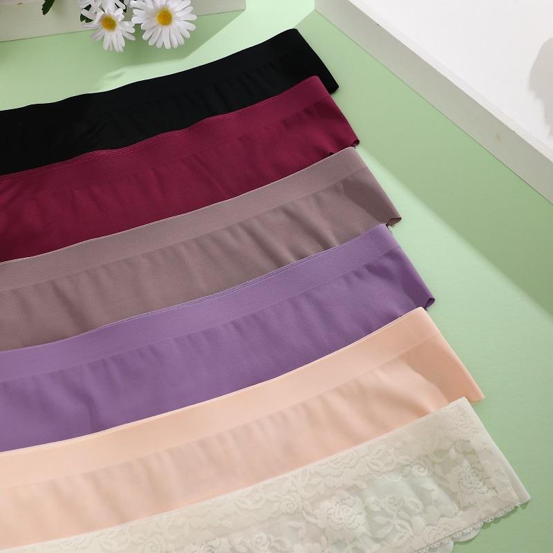 Ice Silk Seamless Panty for Women Lace Underwear Wavy Edge Underpants Breathable and Soft Panties S-XL