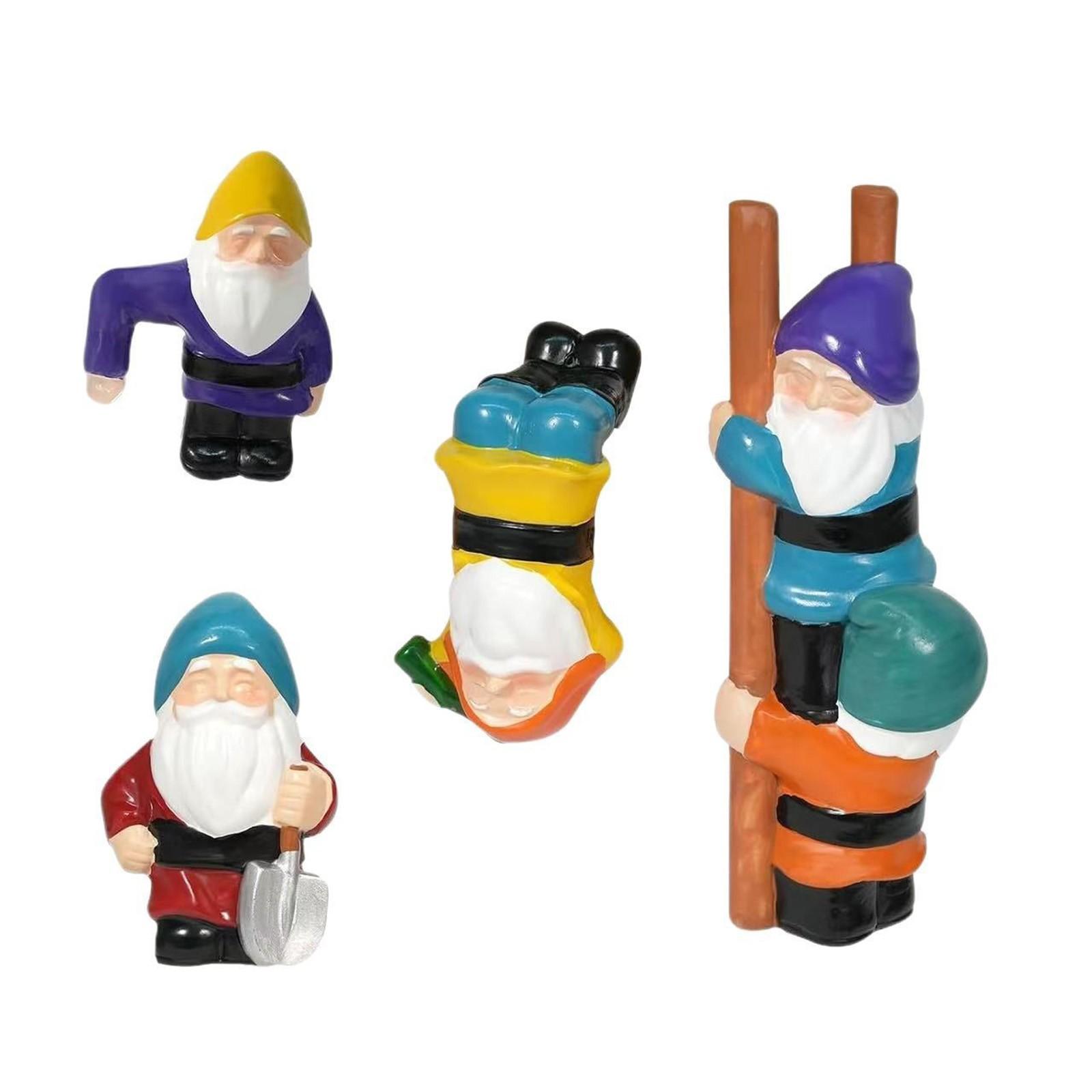 

4-piece Climbing Gnome Statue Flower Pot Hanging Ornaments Hanging Small Ornaments Suitable For Flower Pot Fence, Yard Art Terrace Pendant Ornaments
