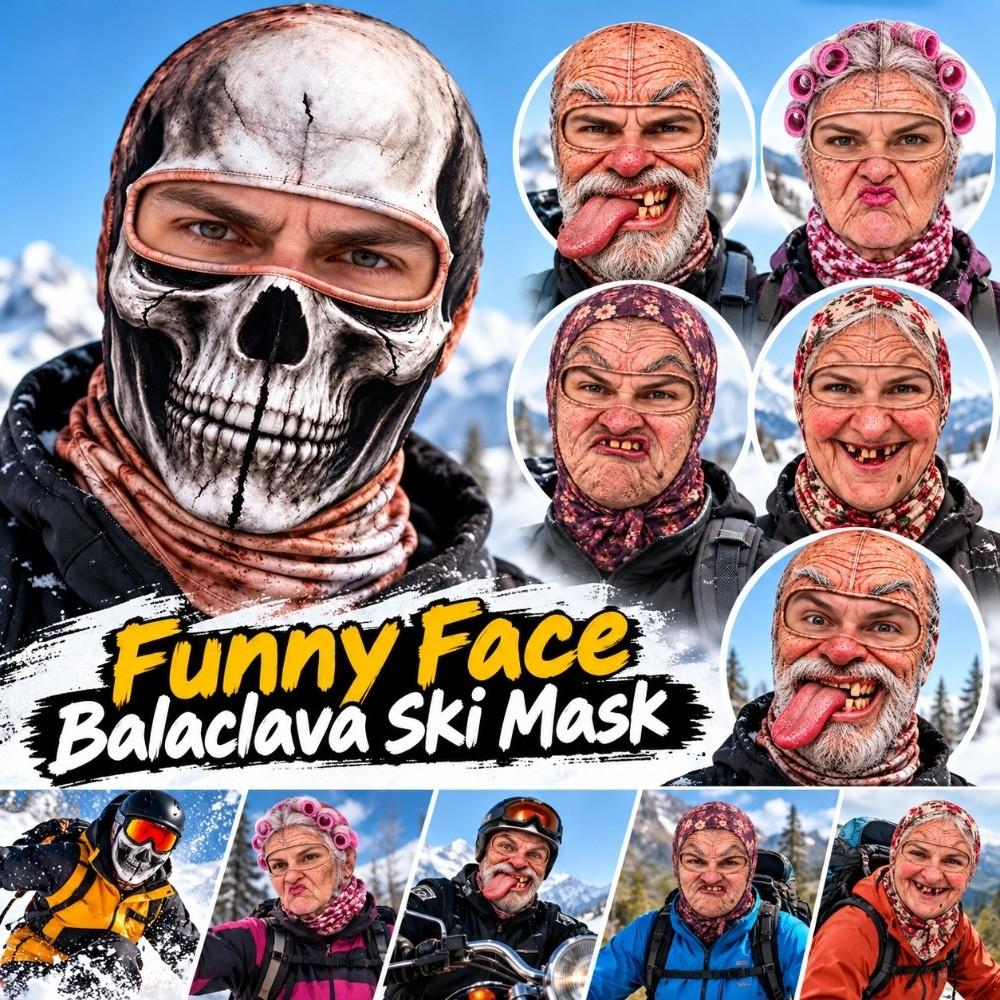 White Mustache Old Man Balaclava Face Mask Full Coverage Ski Mask Hood Winter Mask Cover For Men