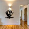 Yin Yang Metal Wall Art, Chinese Iron Tree of Life Sculpture for Office Living Room, Zen Meditation Home Decor, Black White Harmony Gift