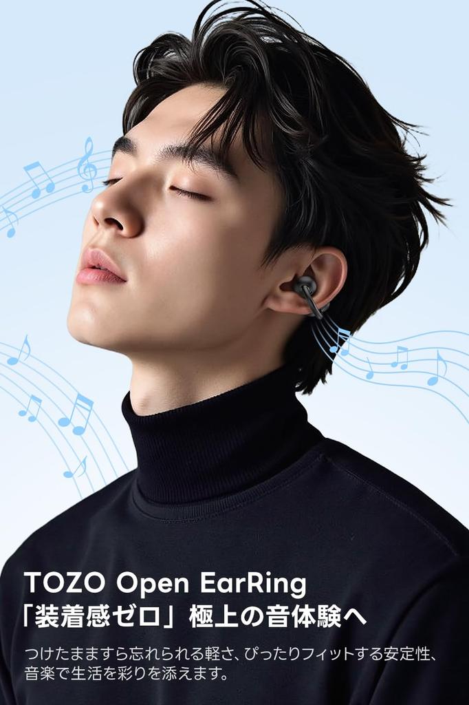 TOZO Open Ear Earbuds with Ear and Slim Comfortable No Ear LED Battery Level Bluetooth Up To 40 Hours of Fast IPX5 Compatible with Dedicated EQ