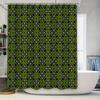 Green Bath Curtains With Purple Geometric Pattern Waterproof Fabric For Home Decoration Bathroom Accessories