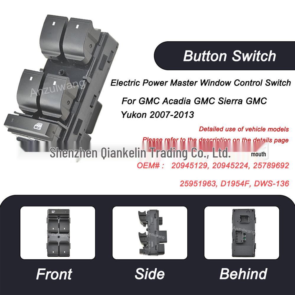 Glass Lift Window Control Switch for GM Chevrolet Models 07–14, Auto Parts Chotacbras