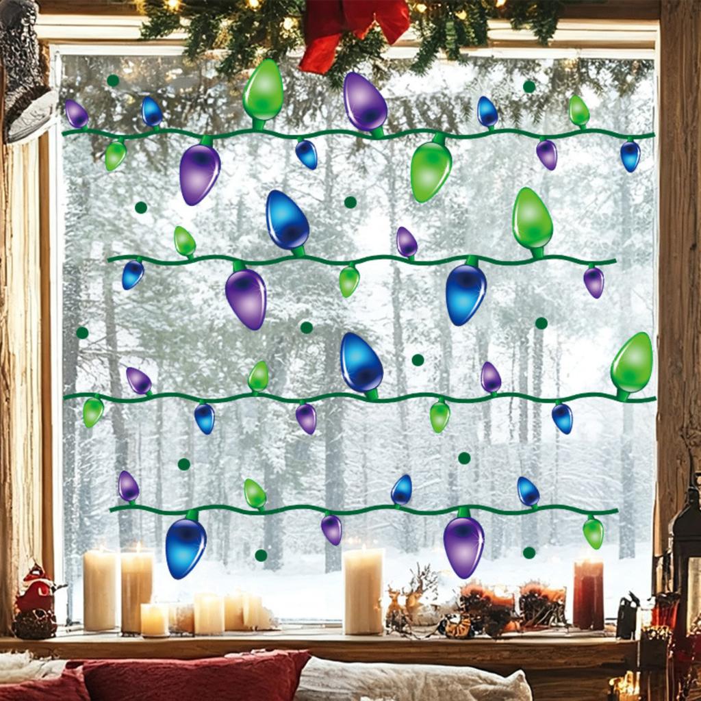 Christmas Light Bulb Sticker, Self-Adhesive Holiday Party Decor for Wall Refrigerator Car and Home