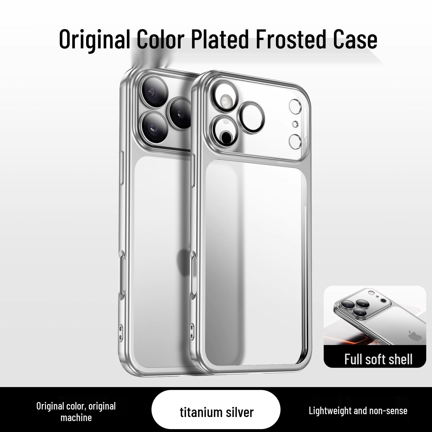 

Apple iPhone 17 Pro Max Plating Frosted Transparent Case with Lens Film 17
