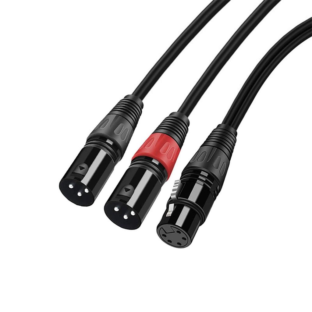 Freneci Dual DMX Y Splitter Cable 3-Pin Male to 5-Pin Female XLR Light Microphone Adapter 0.5m