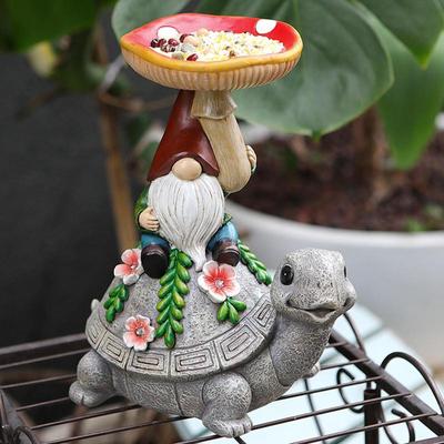 Bonita lámpara solar con forma de tortuga, comedero para pájaros, gnomo de jardín, 300 mA, resina, creativa, suculenta, para patio, para reuniones familiares