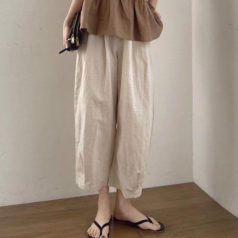 

Japanese Style Wide-Leg Cotton Linen Women s Pants - Summer Casual Nine-Point for Versatile Outfits M (Recommended 80-100 Jin)