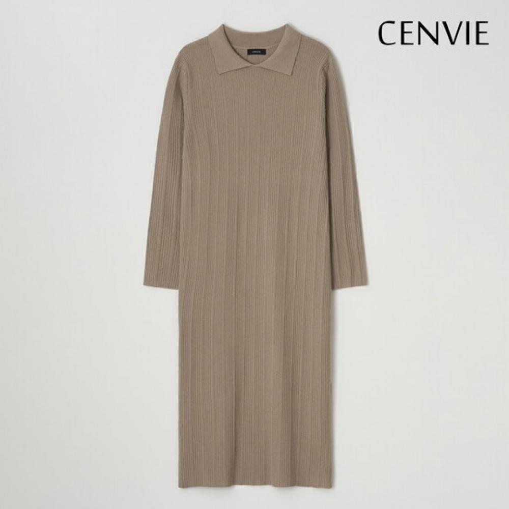 Senbi Knit Dress With Uneven Rib Collar