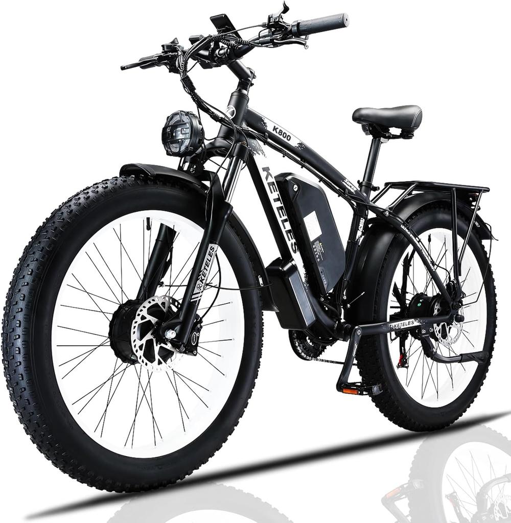 Electric Bicycle All Terrain Keteles k800 26" 1000Wx2 Motor Adult Ebike Top Speed 50Km/h 48V 23AH 21 Speed Load 150Kg