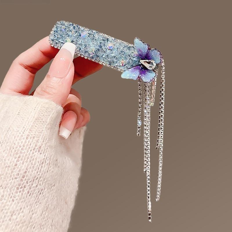 Stylish And Simple Full Diamond Geometric Hairpin, High-End Temperament Side Clip Bb Clip, Versatile Bangs Clip, Hairpin, Hair Accessories