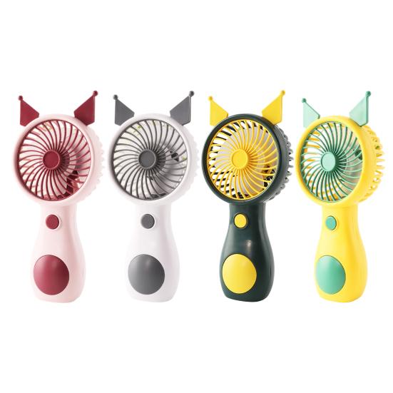 Tragbarer Mini-Ventilator im Cartoon-Katzenohren-Design, 5 mm Sicherheitsgitter-Turbinenflügel, 5 Geschwindigkeitsstufen, Schnellladefunktion