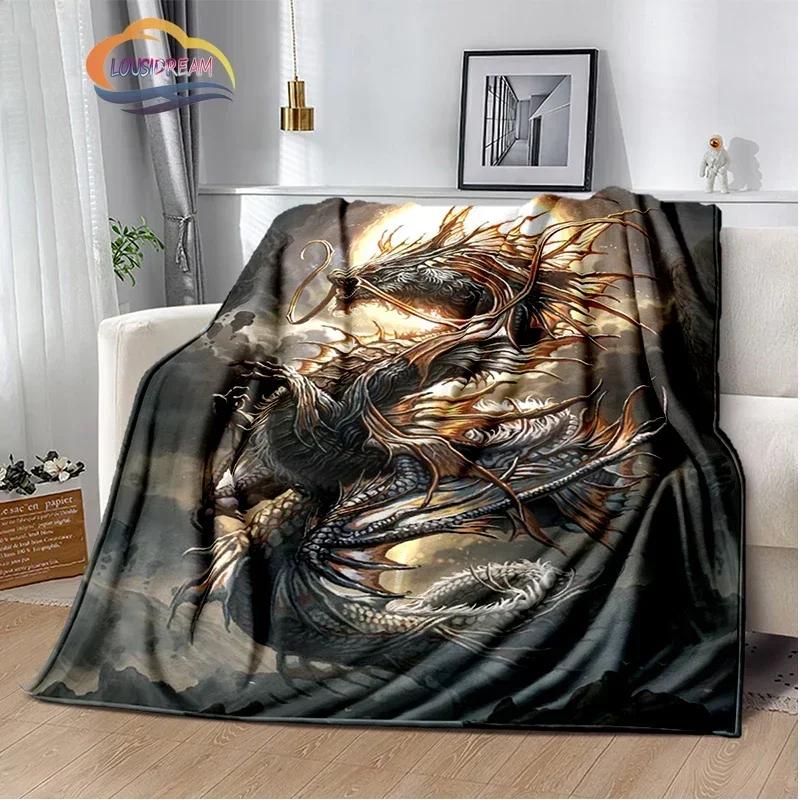 Dragon Blanket 3D Printing Animal Art Soft and Comfortable Sofa Bed Bedroom Decorative Bedspread Travel s