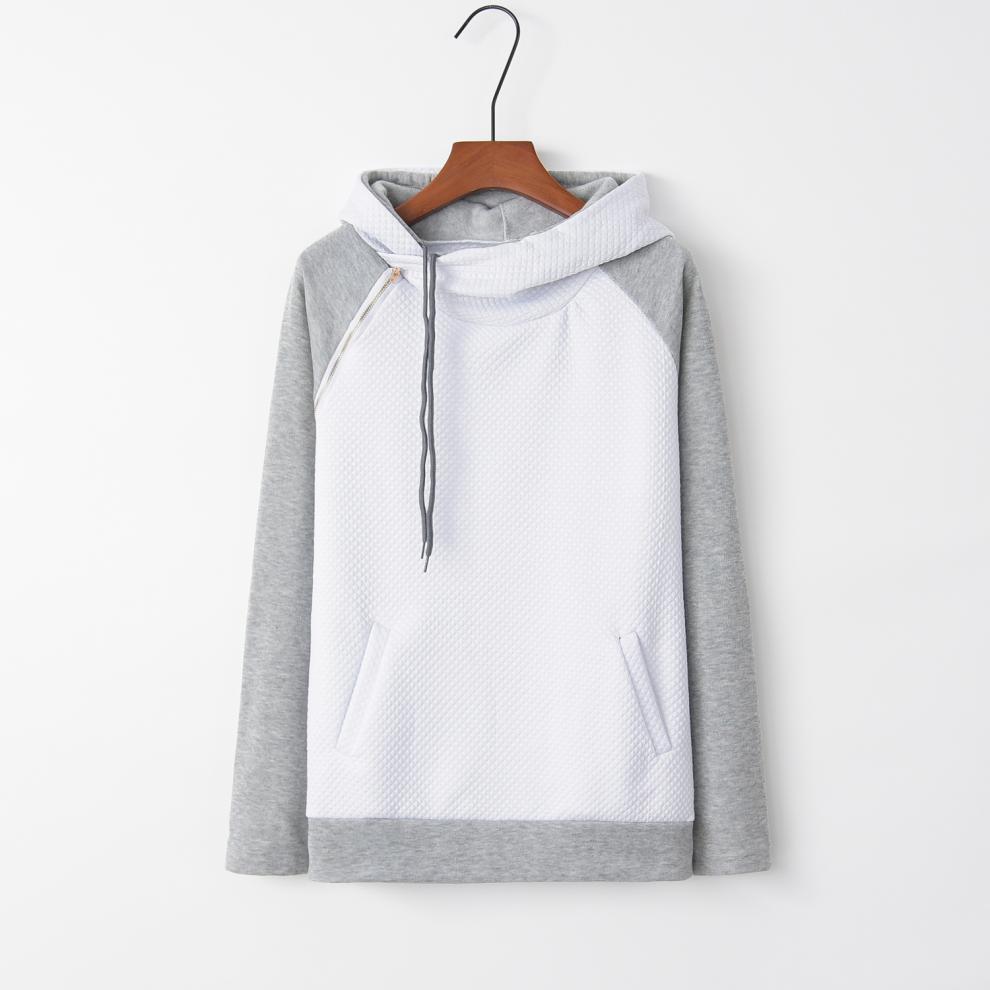 New 2020 Autumn/Winter Women's Patchwork Hooded Zipper Long Sleeve Hoodie, European American Style
