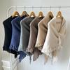 Autumn and Winter High-end Korean Versatile Fringes Thickened and Warm with Triangle Scarves, Knitted Wool Scarves, Shawls