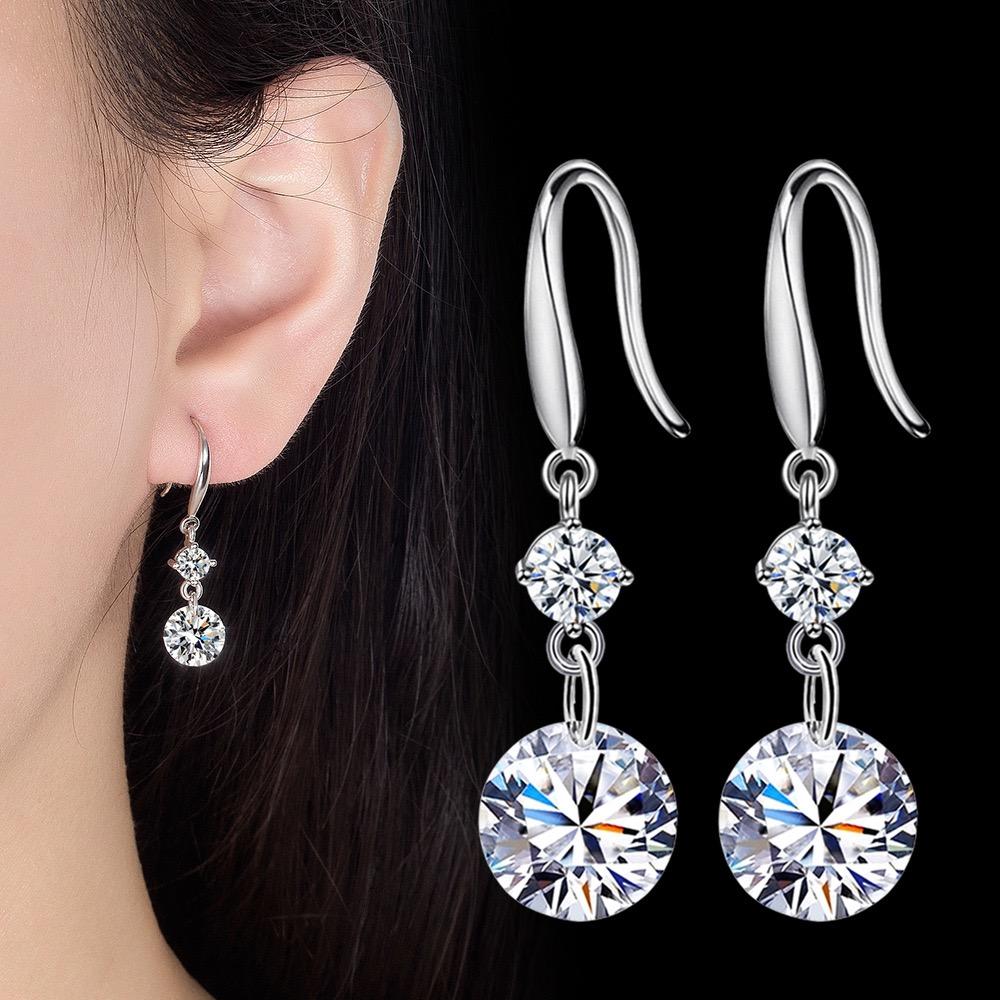 Women's 925 Sterling Silver AAAAA Zircon Long Earrings Fashion Jewelry for Wedding Gift