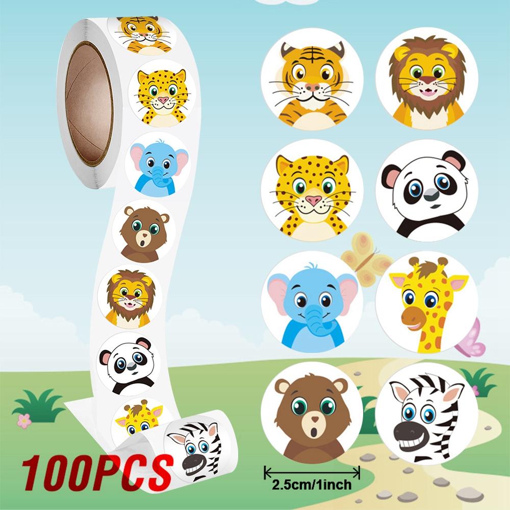 100-500pcs Reward Encouraging Graphic Stationery Animal Sticker Kindergarten School Students Child Teacher Cartoon Cute Sticker