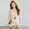 CARBAMMI Women's Lightweight Openwork Long Sleeve Knit Pullover Top