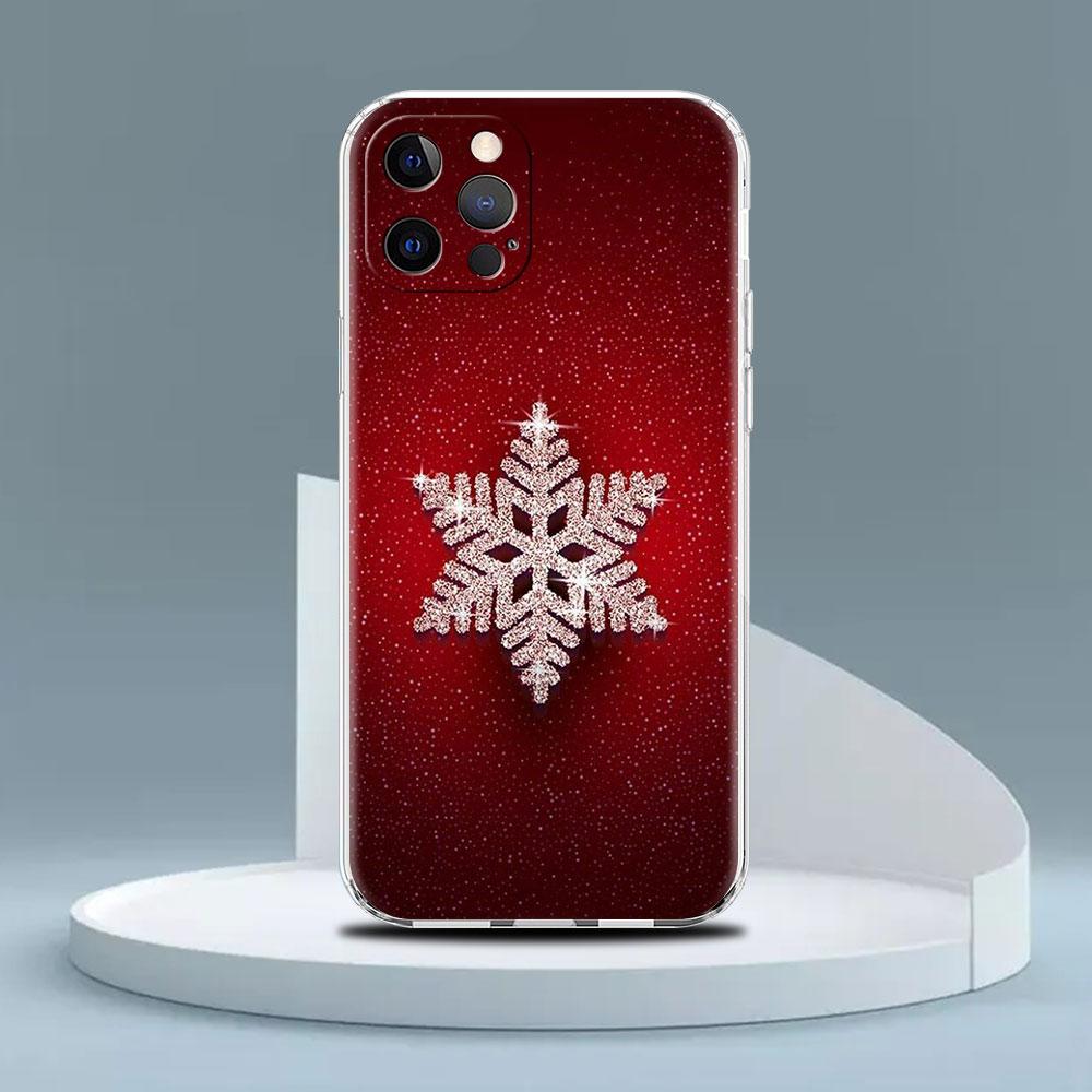 Snowflake Snow Christmas Clear Case For Apple iPhone 11 14 13 Pro 12  7 8 Plus SE 2022 XR X XS Max 6 6S Silicone Phone Cover