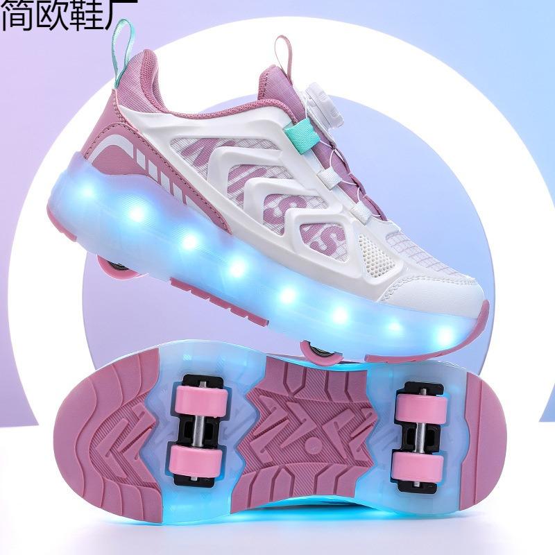 Children's Shoes Four-wheel Boys' Luminous Shoes Removable Girls' Student Sports Shoes Luminous