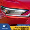 Smoke Black Pre Cut Car Headlight Protective Film For Toyota Grand Highlander 2025-2026 Anti-Scratch High-Gloss Vinyl Wrap Film