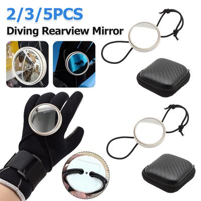 1-5PCS Diving Rearview Mirror with Lanyard Safety Marine Round Rearview Mirror Scuba Observe Mirror Underwater Equipment