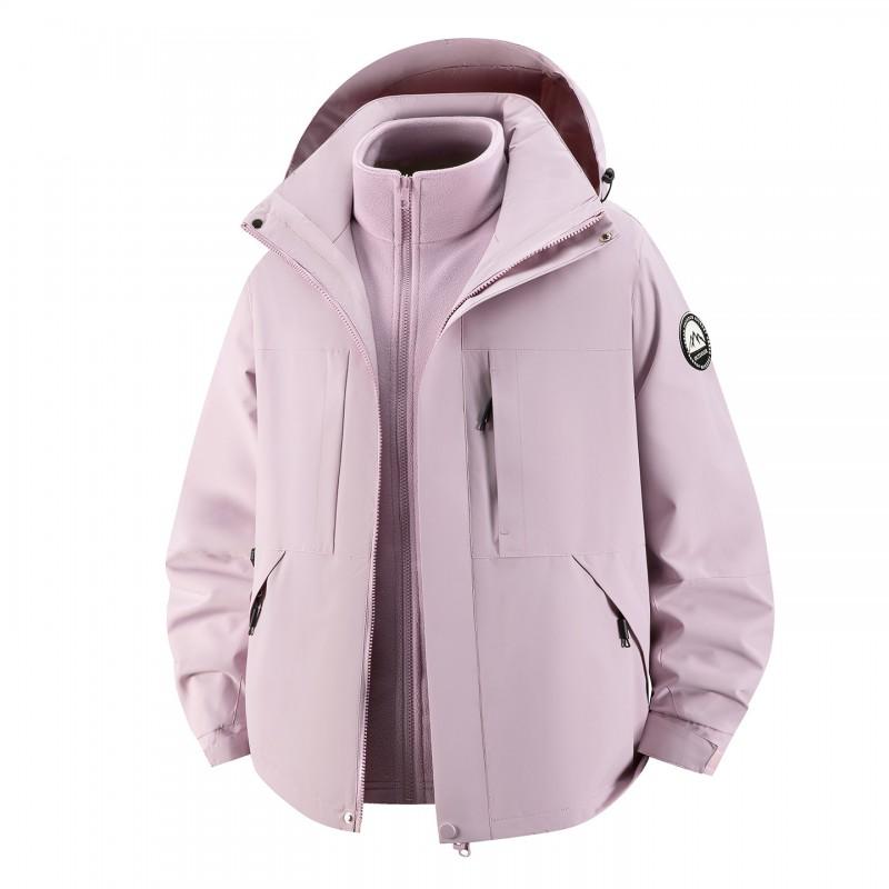 Men Women 3-in-1 Outdoor Waterproof Windproof Jacket With Detachable Down Inner Layer Hiking Camping Winter