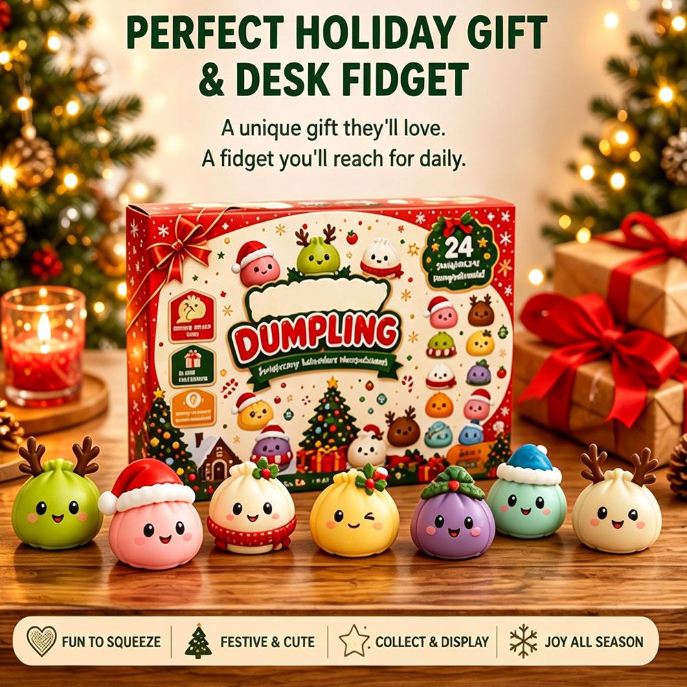Weihnachts-Countdown Adventskalender 2026 24 Tage Knödel Squishy Spielzeug Langsam Aufgehend Kneten Sensorisches Fidget Feiertagsdekoration