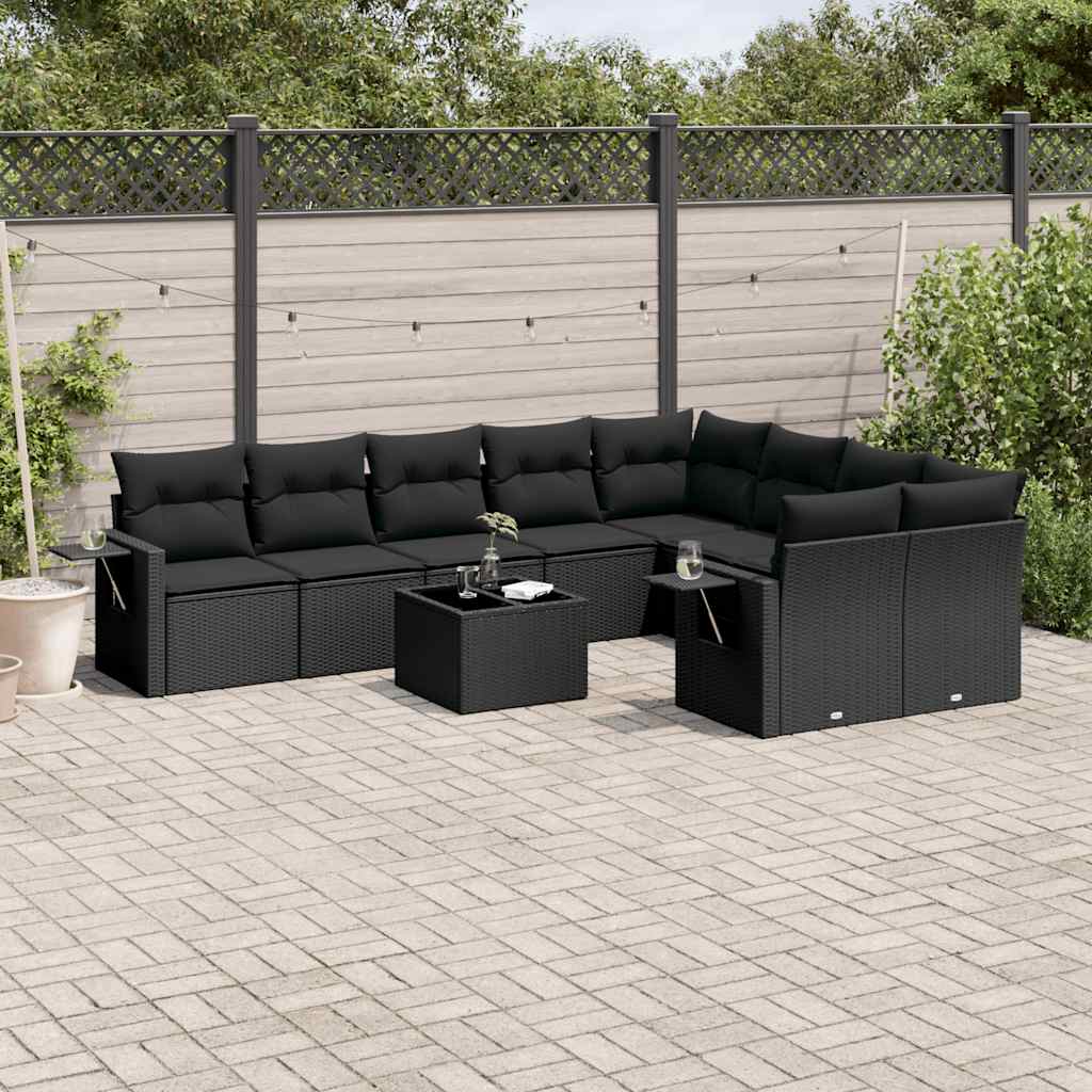 Vidaxl 10-Cz. Set da Giardino, Cuscini Rattan Nero Pe