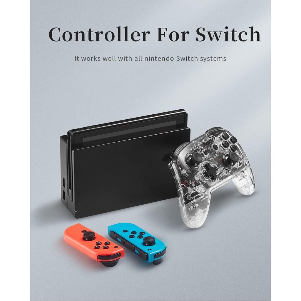Switch Controller, Pro Controller für Switch/Switch Lite/Switch OLED, Einstellbarer Turbo, Vibrationsbewegung, Gyro, Transparent