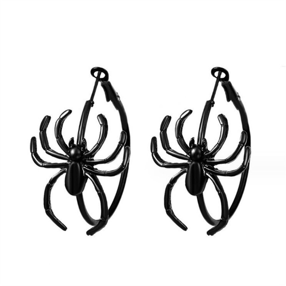 Halloween Jewelry Spider Earrings Gold Color Round Circle Ear Stud New Halloween Earrings