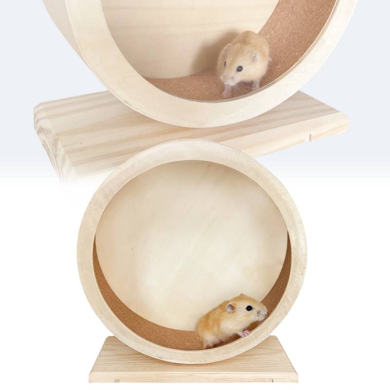 Exercise Wooden Hamsters Wheel Silent Smooth Running Pet Eco Decor Friendly