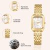 Women's Watch, Square Dial, Bar Index, Simple, Quartz Movement, Stainless Steel, Adjustable Strap, Anti-Rotation Bezel, Gift for Mother's Day,