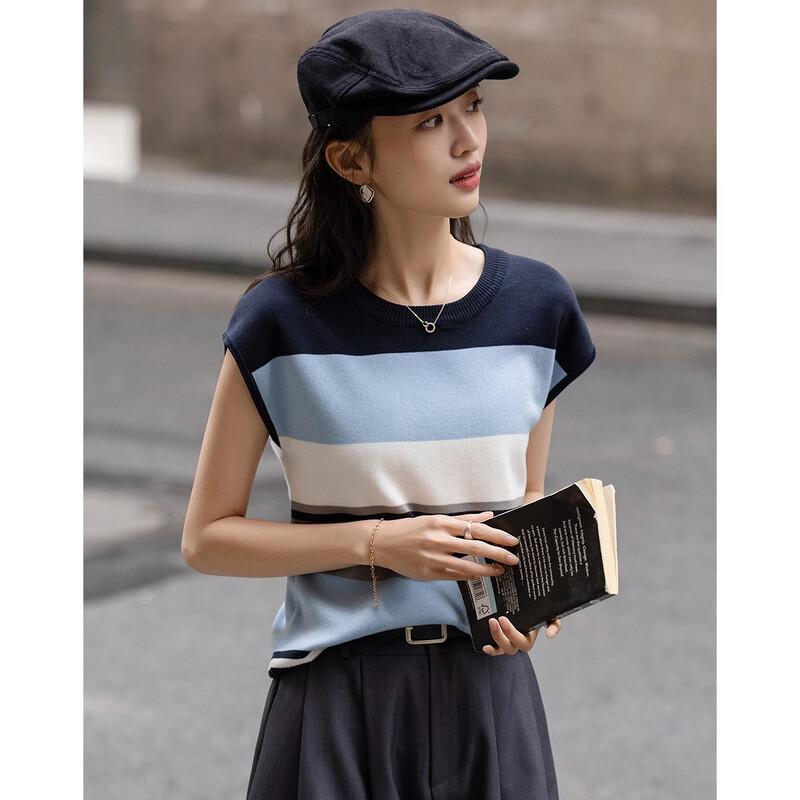 Demana Breathable Lyocell Contrast Stripe Knit Top