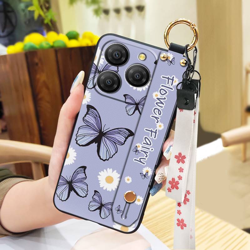 Waterproof Durable Phone Case For Blackview Shark9 5G Soft case Ring Oil Painting Protective Shockproof Wristband Flower
