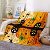 Halloween Bat Pumpkin Lantern Print Flannel Blanket Soft Warm Lightweight Cozy Fluffy Throw Blanket for Boys Girls Festival Gift